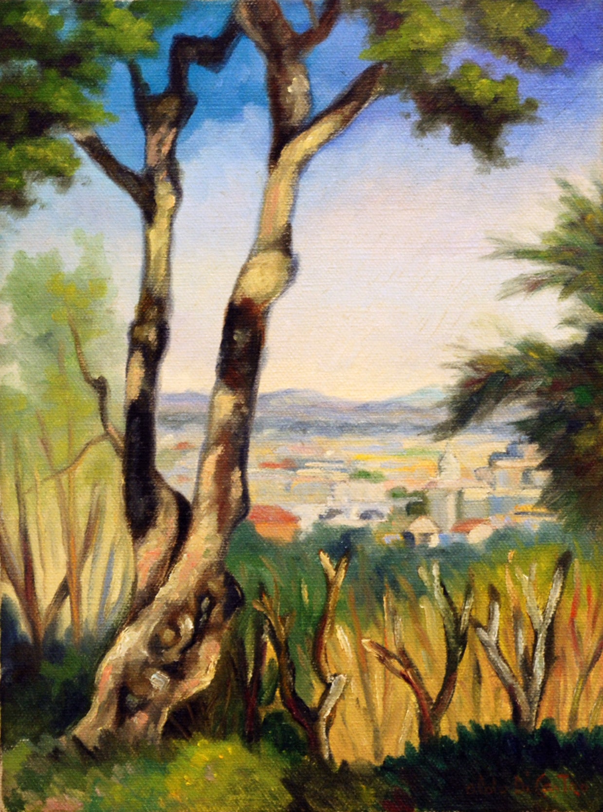 Roma tra gli alberi - olio su tela -1975 30x40