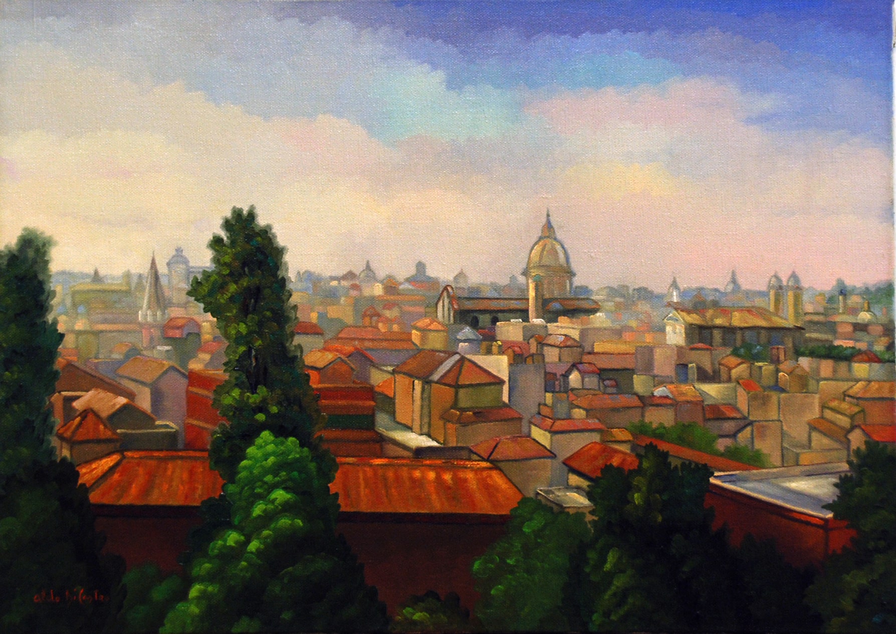 Veduta di Roma - olio su tela - 70x50